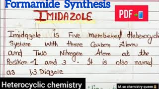 Formamide synthesis of imidazole heterocyclic chemistry handwritten notesMsc chemistry imidazole [upl. by Karlik133]