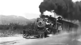 Keystone Cops Car Train Chase Silent Movie 1922 [upl. by Bank]