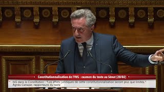 Le sénateur Reconquête Stéphane Ravier prend la parole contre la constitutionnalisation de lIVG [upl. by Yldarb955]