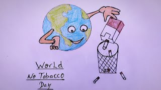 No smoking drawing  How to draw World No tobacco day poster  رسم عن يوم بدون تدخين سهل [upl. by Nasus698]