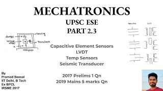 Mechatronics  Part 23  Capacitive Sensor  LVDT  Temperature sensors  Seismic Transducer [upl. by Kimbell]