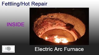 Fettling hot repair Inside Electric Arc Furnace in steel making [upl. by Fortunia976]