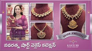 Navaratna short Necklace Jewellery Collection  Kasturi Silver Jewellery [upl. by Tavia]