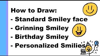 How to draw Different Types of Smileys cartoon happy faces [upl. by Noemi]