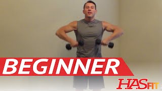 15 Minute Beginner Weight Training  Easy Exercises  HASfit Beginners Workout Routine  Strength [upl. by Amalbergas]