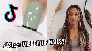 EASIEST FRENCH TIP NAILS EVER  testing viral TIkTok stamper nail hack [upl. by Klemperer]