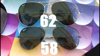 RayBan Aviator 62mm vs 58mm Lens Comparison [upl. by Akiam680]