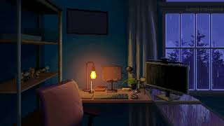 Aesthetic Work Desk Pixel Screensaver  Calming Relaxing Rain Sound  Pixel Art [upl. by Raf]