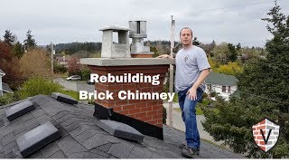 Masonry brick chimney  Rebuilding from the roof line up [upl. by Peterus]