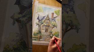 Watercolor happiness 🏡🎨 art illustration watercolor paint draw drawing painting aquarelle [upl. by Adnale717]