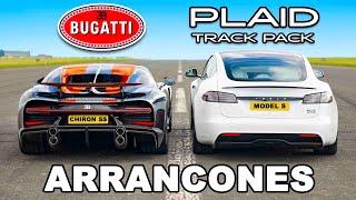 Bugatti Chiron Super Sport vs Model S Plaid Track Pack ARRANCONES [upl. by Fleischer]