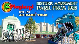 RYE PLAYLAND  4K Park Tour Vlog w Dark Ride POVs  Historic Amusement Park in Rye NY [upl. by Etteroma]