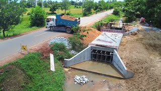 The Action Bury Small Bridge Foundation Processing Dump Truck and Bulldozer Push Soil Mix 2PROJECT [upl. by Briggs862]