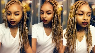 Honey Blonde Box Braids VLOG  EASY METHOD  Urban Beauty PrePulled Kanekalon Hair [upl. by Haidebej]