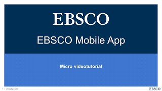 EBSCO Mobile App [upl. by Mencher]