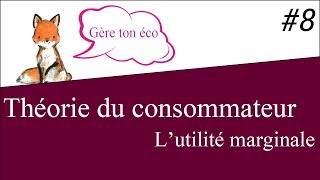 Microéconomie  lutilité marginale Théorie du consommateur 8 [upl. by Netsirk]