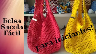 Bolsa Sacola de crochê para Iniciantes [upl. by Byrle]