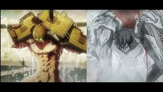 Eren Kruger Iconic Pose  Attack on Titan Season 3 vs Season 4 Final Episode [upl. by Akayas14]