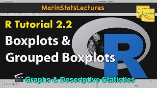 Boxplots and Grouped Boxplots in R  R Tutorial 22  MarinStatsLectures [upl. by Akedijn297]