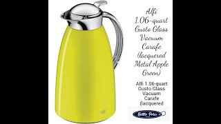 Alfi 106quart Gusto Glass Vacuum Carafe lacquered Metal Apple Green [upl. by Aihseit]