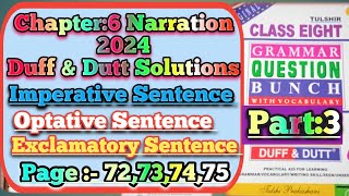 Class Viii Narration DuffampDutt 2024  Page 71to75  ImperativeOptative Exclamatory Sentences [upl. by Siver]