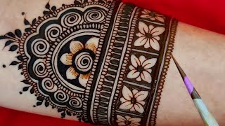 दुल्हन स्पेसिअल आसान मेहंदी डिजाईन  Front Hand Bridal Mehndi Designs Theme Based mehandi Design [upl. by Brock354]