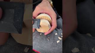 Peel a bear mushroom hahaha  Extremely Comfortable WoodcarvingMushroom asmr [upl. by Imrots]