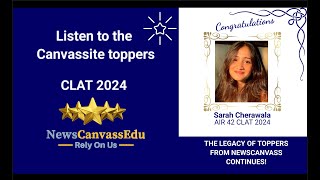 CLAT 2024 Topper  Listen To What CLAT Topper Sarah Cherawala AIR42 has To Say About her Journey [upl. by Eirrahs]