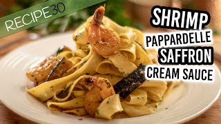 Saffron Shrimp Pappardelle pasta in a cream sauce [upl. by Eignav]