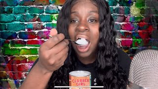 ASMR Trying CLABBER GIRL for the FIRST Time 🌝 Cornstarch Eating [upl. by Nelhsa551]