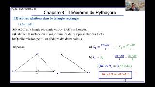 Mathématiques Niveau 3eChapitre 8  Théorème de Pythagore Partie 2 Autres relations métriques [upl. by Jilly]