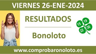 Resultado del sorteo Bonoloto del viernes 26 de enero de 2024 [upl. by Nirag]