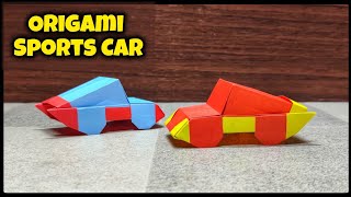 Origami Sports Car  How to make Origami Car  Origami tutorial  Paper craft [upl. by Dearman634]