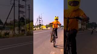 Stunt 🤣🤣 bunny rider small wheelie shorts viral 😂😂 [upl. by Ydospahr]