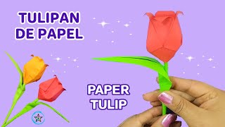 Tulipanes de papel fáciles de hacer y bonitos Como hacer flores de papel origami fáciles 🌷 [upl. by Bergh]