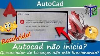 Autocad não inicia ou licença inválidaGerenciador de licenças não está funcionando Resolva já [upl. by Samuel]