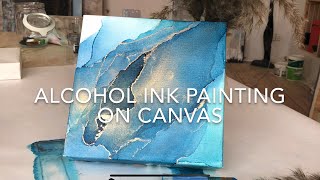 Alcohol ink painting on canvas tutorial [upl. by Jairia]