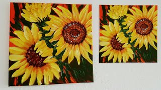 Blumen Sonnenblumen Malen Acryl für Anfänger  Flowers Sunflowers Acrylic Painting for Beginners [upl. by Eserahs]