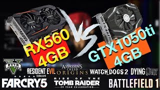 GTX 1050 ti 4gb vs RX 560 4gb тесты в играх [upl. by Ellienad34]