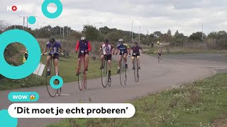 Grappig racen met hele oude fietsen [upl. by Nonah]