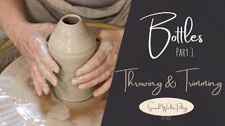 Beginner Pottery Wheel  Bottles Part 1Throwing and Trimming HD 1080p [upl. by Ennaeerb]