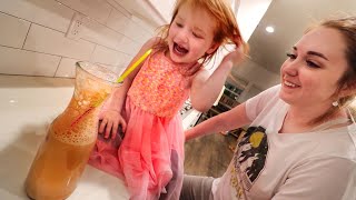 CHOCOLATE MILK EXPERIMENT Adley bedtime snack routine with the Family [upl. by Coffeng]