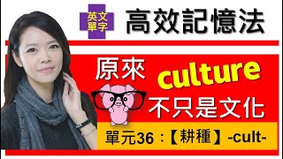 單元36：【耕種】1 cult  額外補充：【智慧】soph  用字根輕鬆背單字  搭配圖片和影像的超強記憶術  多益托福學測指考單字適用  英文單字三十六記 [upl. by Justin21]