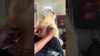 Installing Double Blonde Frontals  Pin Curls Ponytail Over Locs Tutorial [upl. by Bruno]