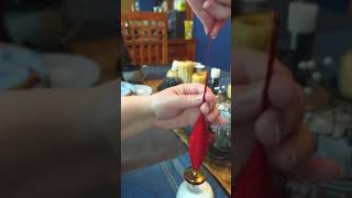 Supported spindle spinning with red silk [upl. by Kiersten]