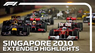 Alonso amp Vettel Battle It Out For Top Spot  Extended Race Highlights  2010 Singapore Grand Prix [upl. by Arty]