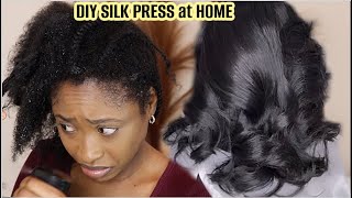 HOW TO SILK PRESS on Type 4A NATURAL Hair AT HOME NO FRIZZ NO DAMAGE Bablyliss PRO DUPE FLAT IRON [upl. by Malena]