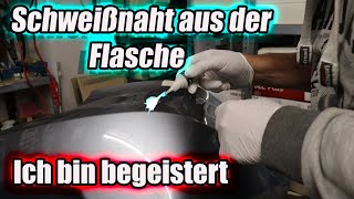 Stoßstange reparieren mit Schweißnaht aus der Flasche  spachtelt und grundieren [upl. by Natika553]