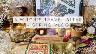 A FOLK WITCHS TRAVEL ALTAR  TAROT  ORACLE DECKS  BOOKS IM READING  SPRING WITCHERY VLOG witch [upl. by Yendirb52]