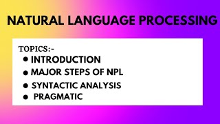 Natural Language Processing Artificial Intelligence bcawithmannu3812 [upl. by Lamp464]